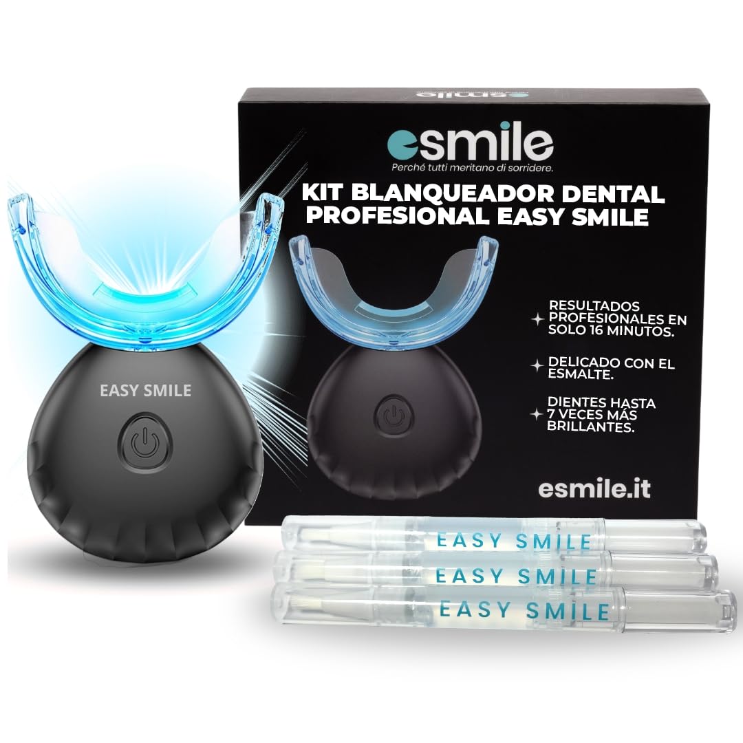 esmile Kit Blanqueador Dental LED 16X | 3 Geles PAP Sin Peróxido | Blanqueamiento Dental Profesional en Casa | Elimina Manchas | Apto Dientes Sensible