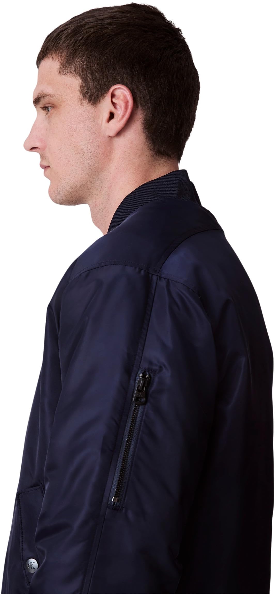 Calvin Klein Jeans Kurtka męska LS NYLON BOMBER LV04RC526G, niebieska (Dark Sapphire), L, Niebieski (ciemny szafir), L