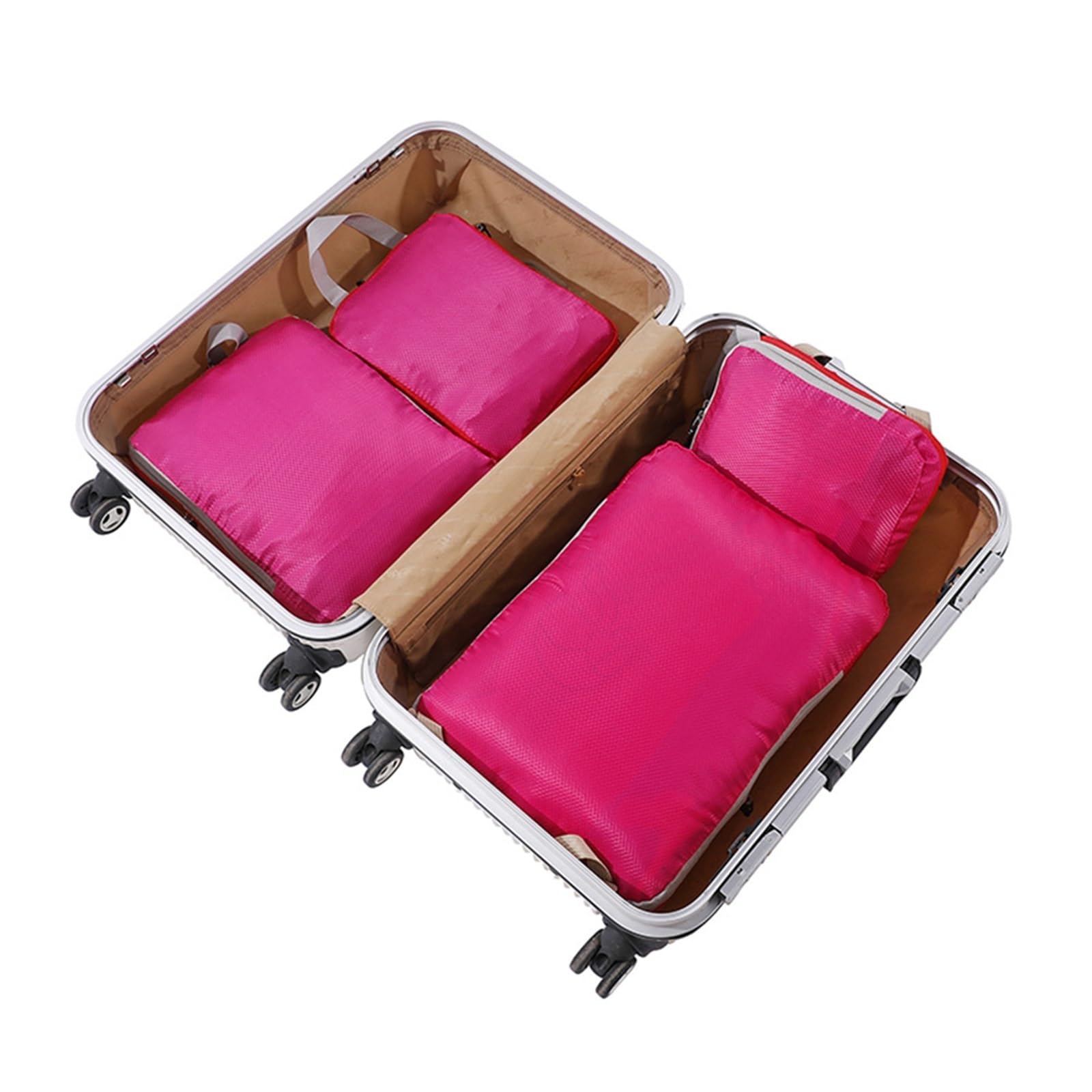 Organizzatori da Viaggio a Compressione Cubi di imballaggio a compressione 4 set di cubi organizer for valigia borse organizer espandibili for bagagli(Pink)