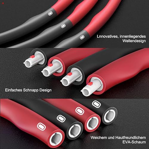 Foto von Aiweite Hula Hoop Reifen, Hula Hoop für Erwachsene & Kinder zur Gewichtsabnahme und Massage, EIN 6-8-Teiliger Abnehmbarer Hoola Hoop Reifen für Fitness/Training/Bauchmuskelkonturen, (1,2 Kg/Grau Rot)