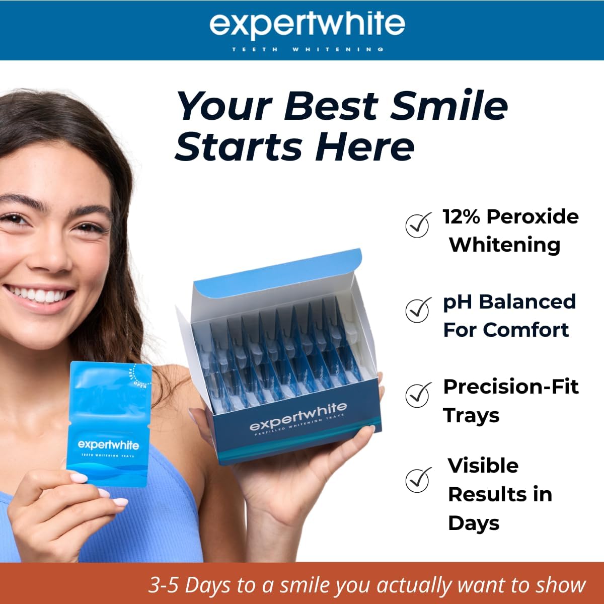 Prefilled Teeth Whitening Trays – 12% Hydrogen Peroxide, Dentist-Grade Whitening Kit (20 Trays, 10 Treatments), No Mess, Enamel Safe