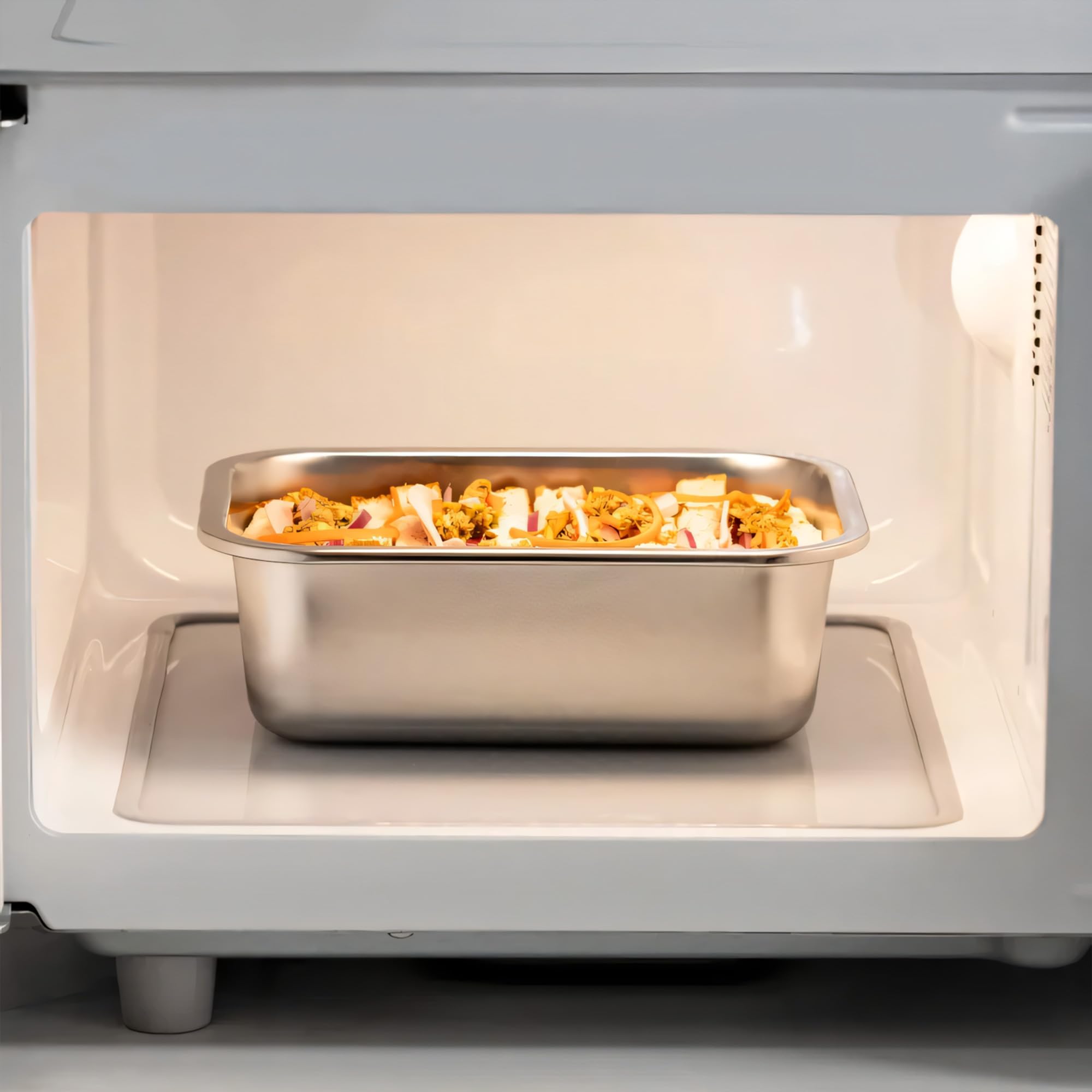 Sicignano | Set 2 Contenitori Alimenti Acciaio Inox Rettangolari ml.1780, Lunch Box Ermetici con Coperchio, Porta Pranzo per Ufficio e Scuola, Adatti a Microonde, Forno, Frigo e Freezer
