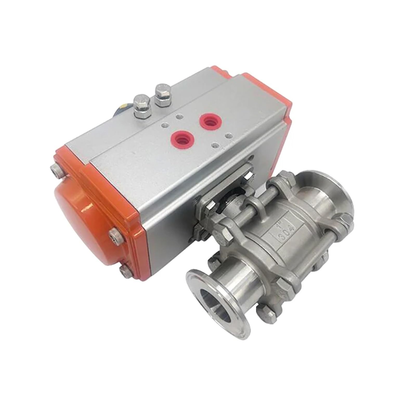 DN20 Stainless Steel Three Piece Ball Valve Tri Clamp Ferrule Type Ball Valve Double Acting Cylinder