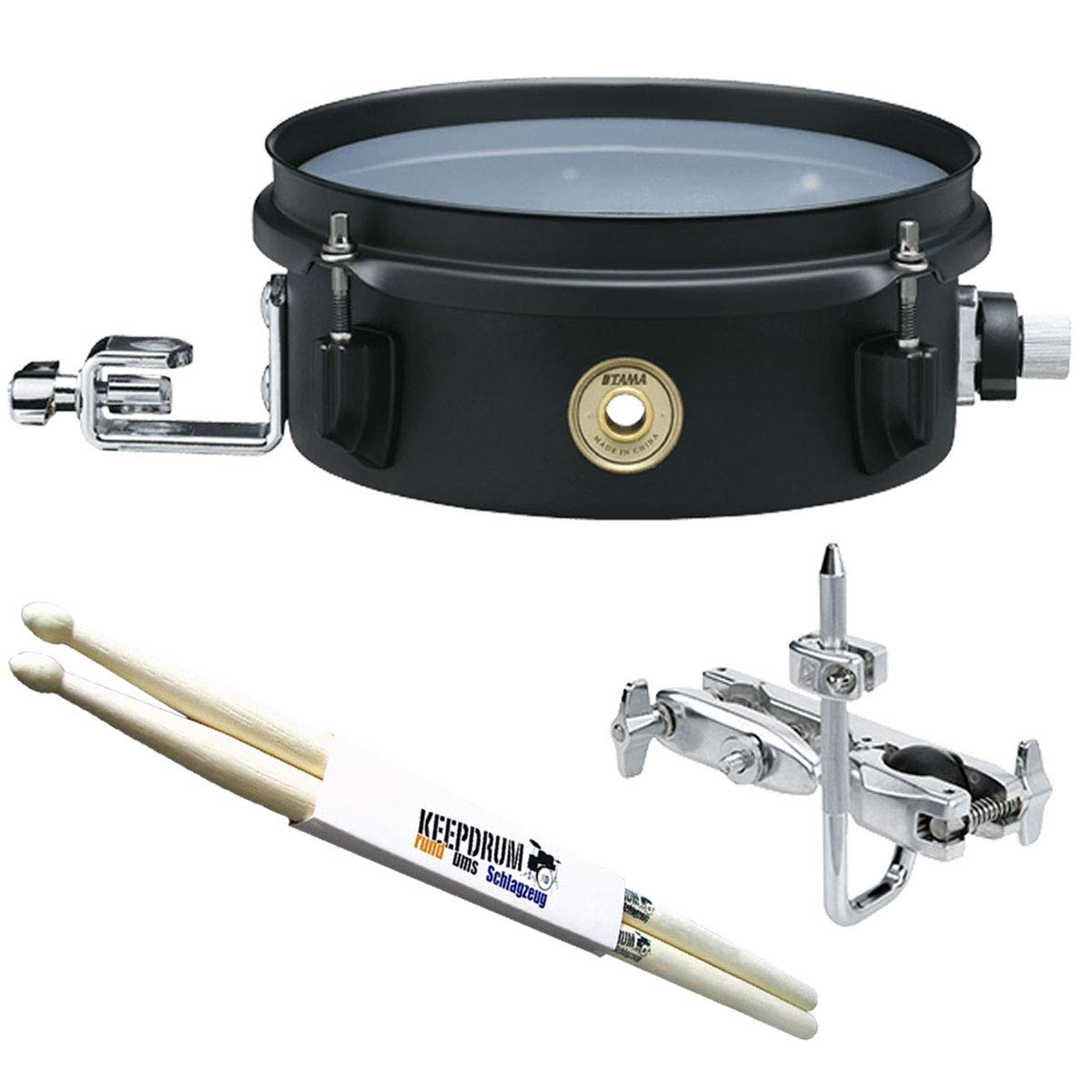 Tama BST103MBK Metalworks Mini Tymp Snare Drum 10"x3" + keepdrum Drumsticks 1 Paar