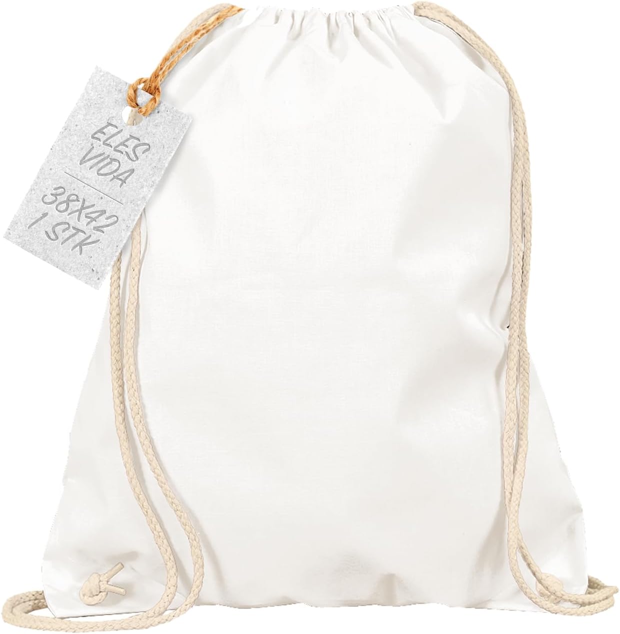 Sac À Dos De Sport En Coton Naturel Vert Tissu Résistant 155 G-M², Cordon De Serrage Coloré, Sac