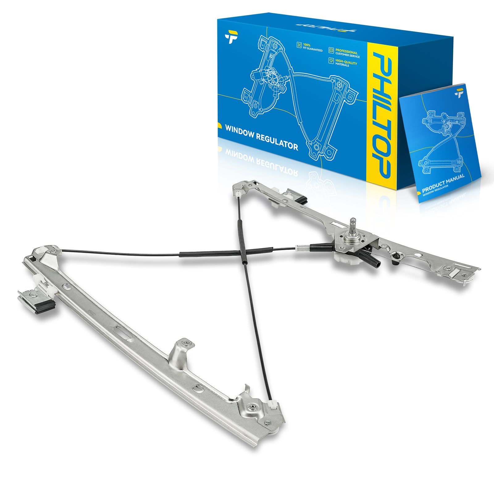 PHILTOP Front Right Passenger Side Power Window Regulator only Compatible with Chevrolet Silverado 1500, Silverado 2500 HD, Silverado 1500 Classic, Tahoe, 1500,2500 HD Classic Replaces 740-518