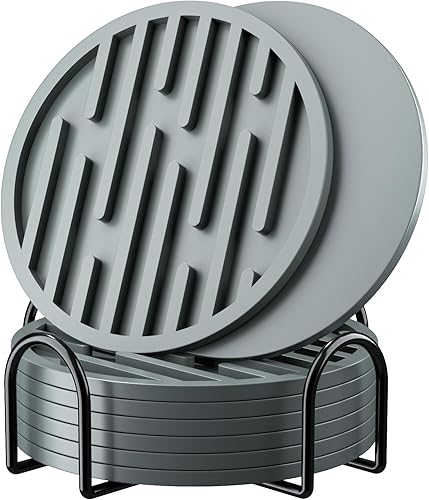 Posavasos de silicona para bebidas, paquete de 8 posavasos con soporte, posavasos para mesa de café, posavasos para protección de mesa, decoración