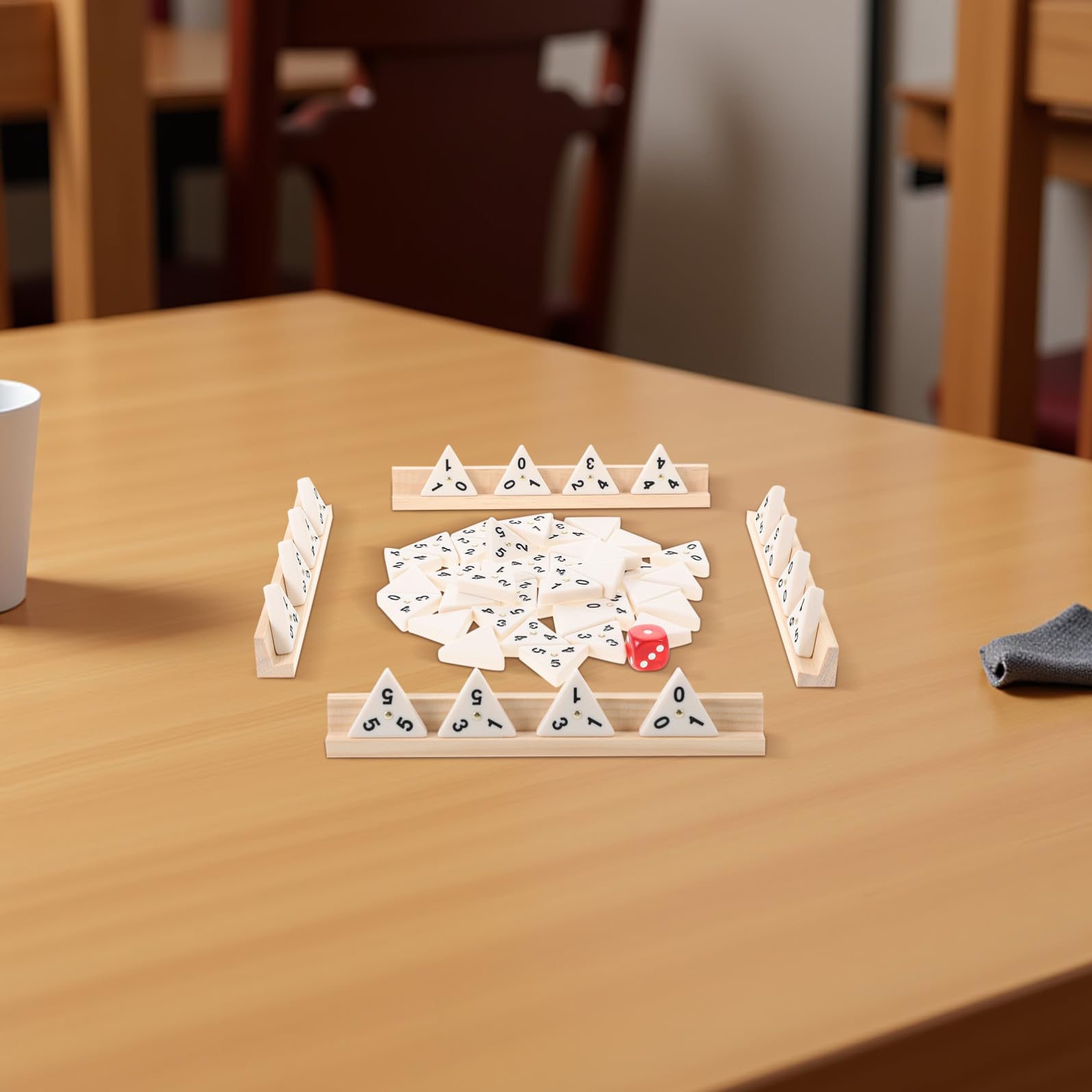 ifundom Mahjong Triangular Juego de Mesa de Dominó Madera para Fiestas Navideñas y Familiares Juego de Estrategia para Adultos