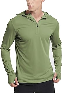 MIER Men's Sun Protection Hoodie 1/4 Zip Long Sleeve Shirts with Hood, Lightweight Quick Dry Running Shirts