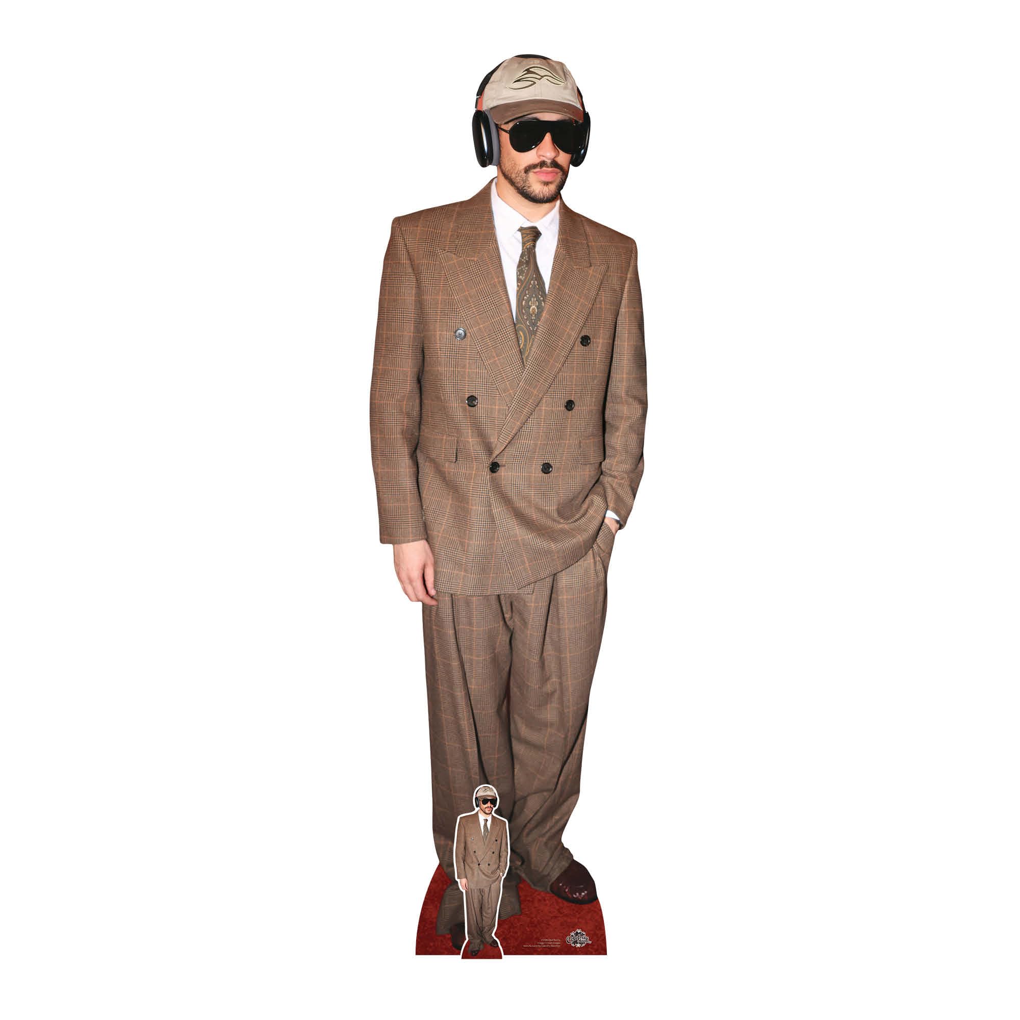 Star Cutouts CS1282 Bad Bunny Cardboard Cutout Height 183cm With Mini Music Cutout