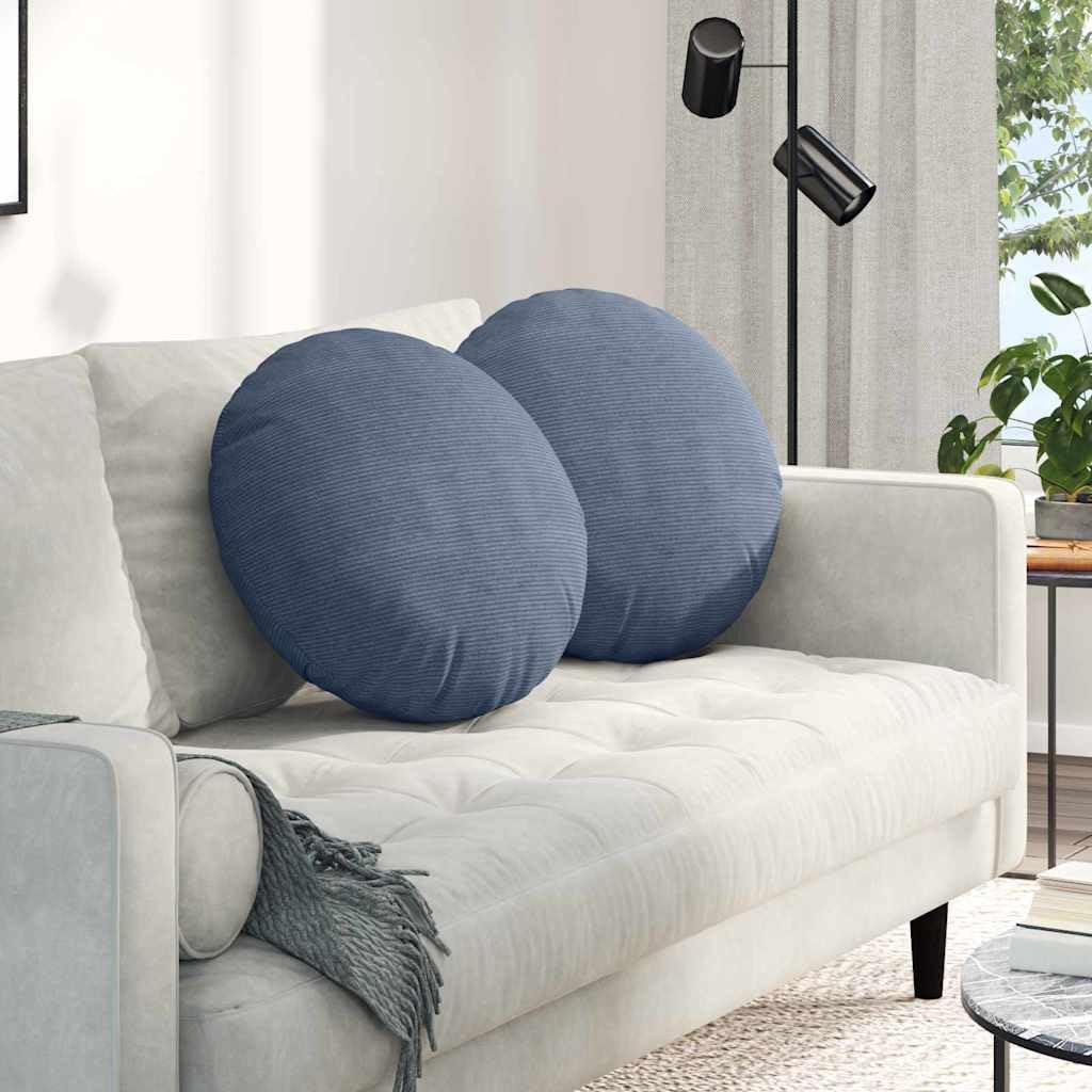Cuscino per sedia, 2 pezzi, blu, diametro 50 x 19 cm, in tessuto a coste, imbottitura in poliestere morbido, sfoderabile, versatile, per divano, panca e interni, comodo cuscino per sedia