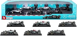 Burago 1:43 Formula Racing Die Cast with Plastic Part Car Model 6 Pack Mercedes Benz