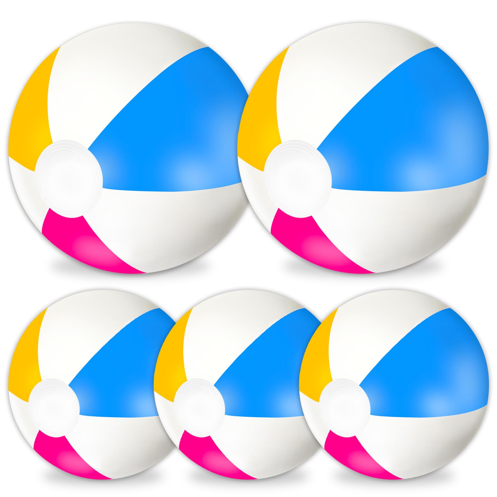 Whaline 5Pcs Inflatable Beach Ball 24 & 16 Inch Round Pool PVC Balls Cute Game Toys