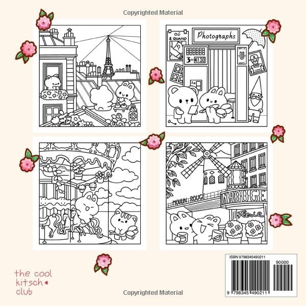 Cute Paris: A Kawaii Coloring Book Adventure: Color Adorable Paris Landmarks and Cute Kawaii Characters – Perfect for Kids and Busy Adults (Sweet & Kitsch) image 3