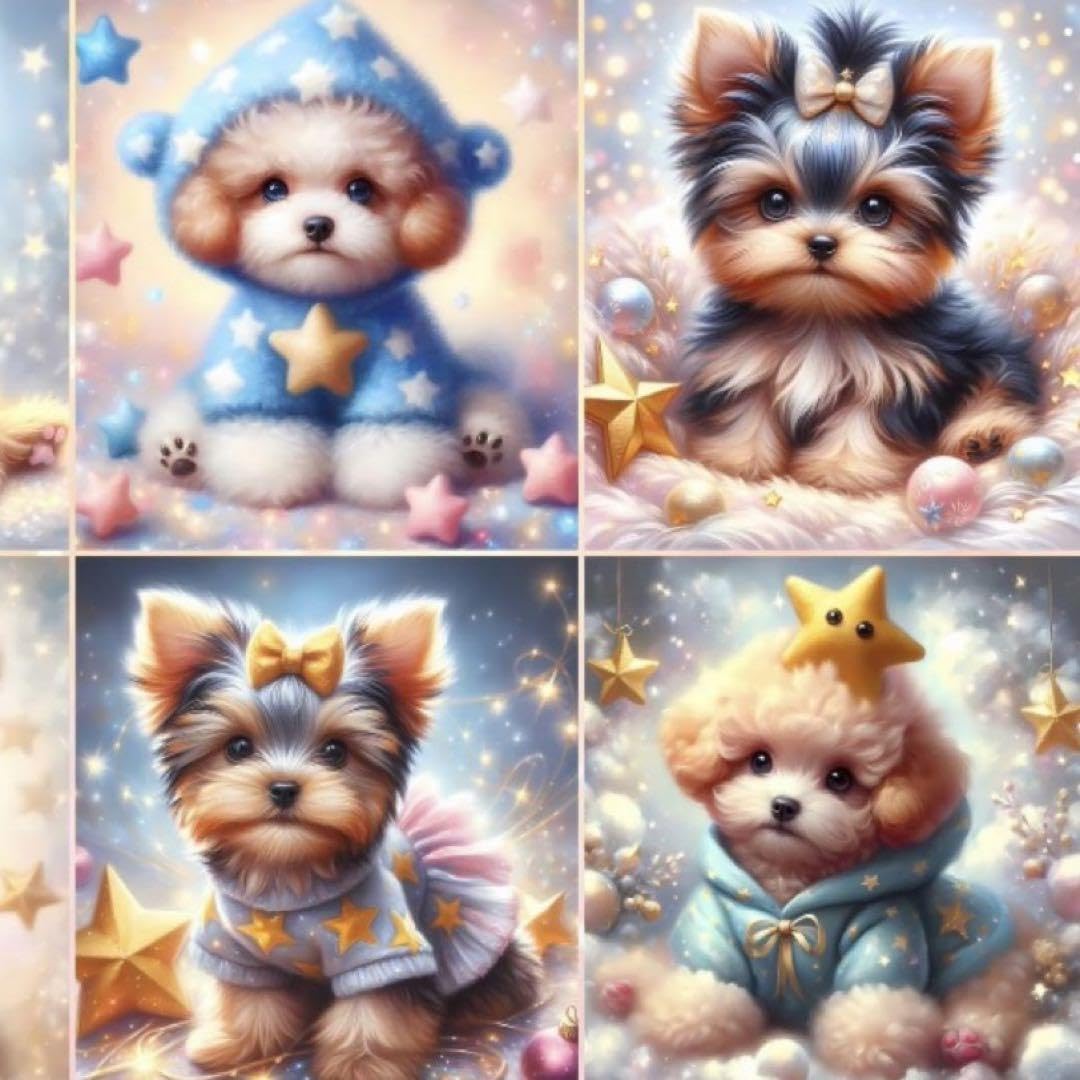 Amazon.co.jp: No17 犬柄 ヨーキー トイプードル 6個パネル生地  