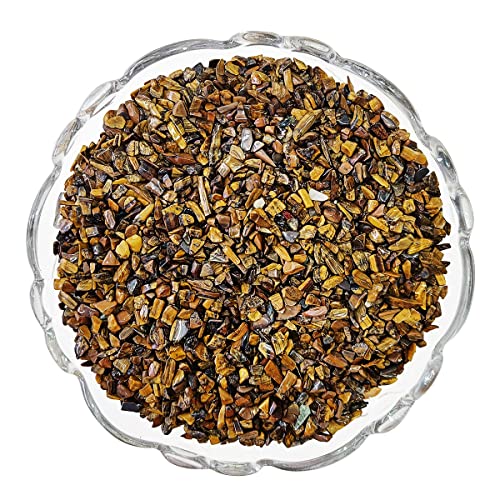 Image of Healing Crystal Chips for Vastu Natural Tigers Eye Chips Stone 250 Gm Tigers Eye Crystal Stone Chips Dust Raw Rough Stone For Reiki Healing Meditation