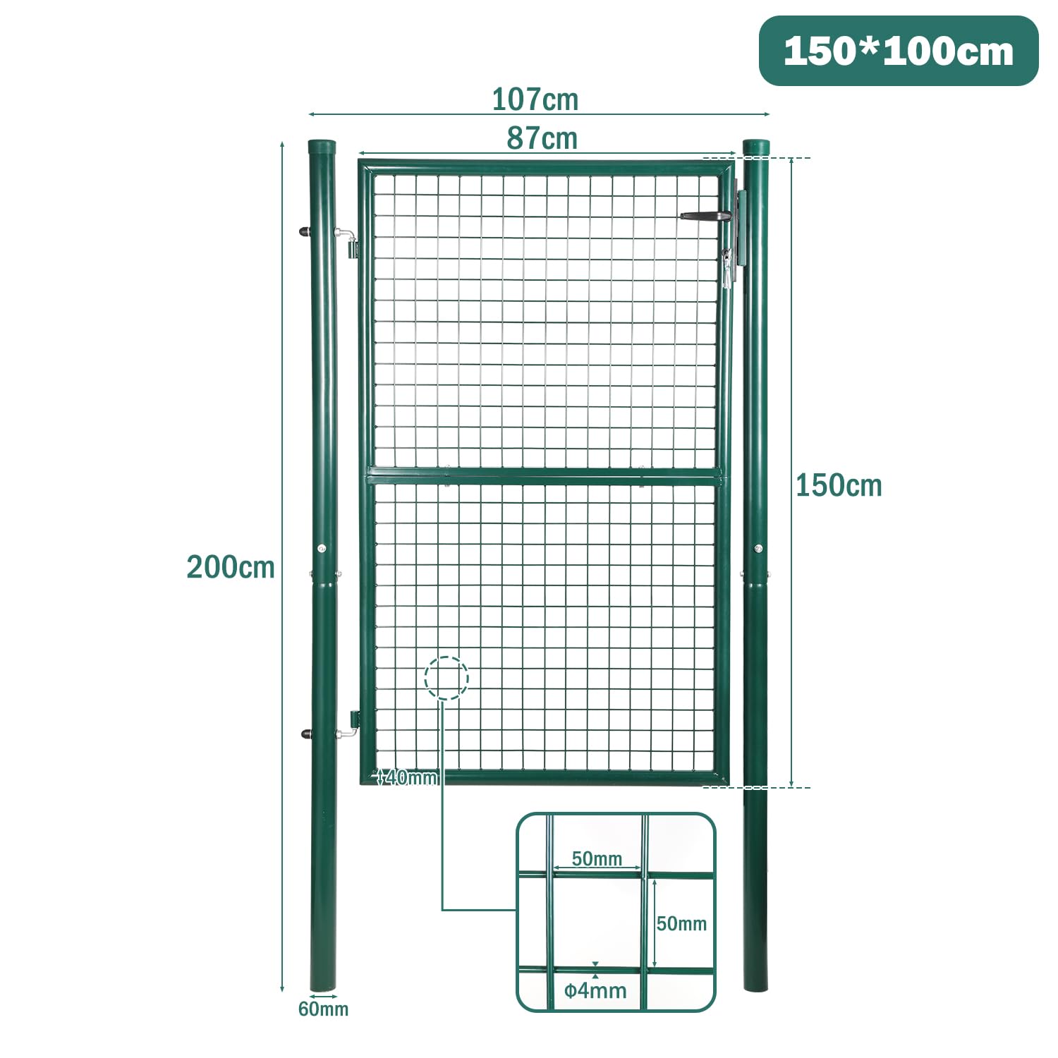 Tuinpoort afsluiting voor de tuin, looppoort met staafmatvulling