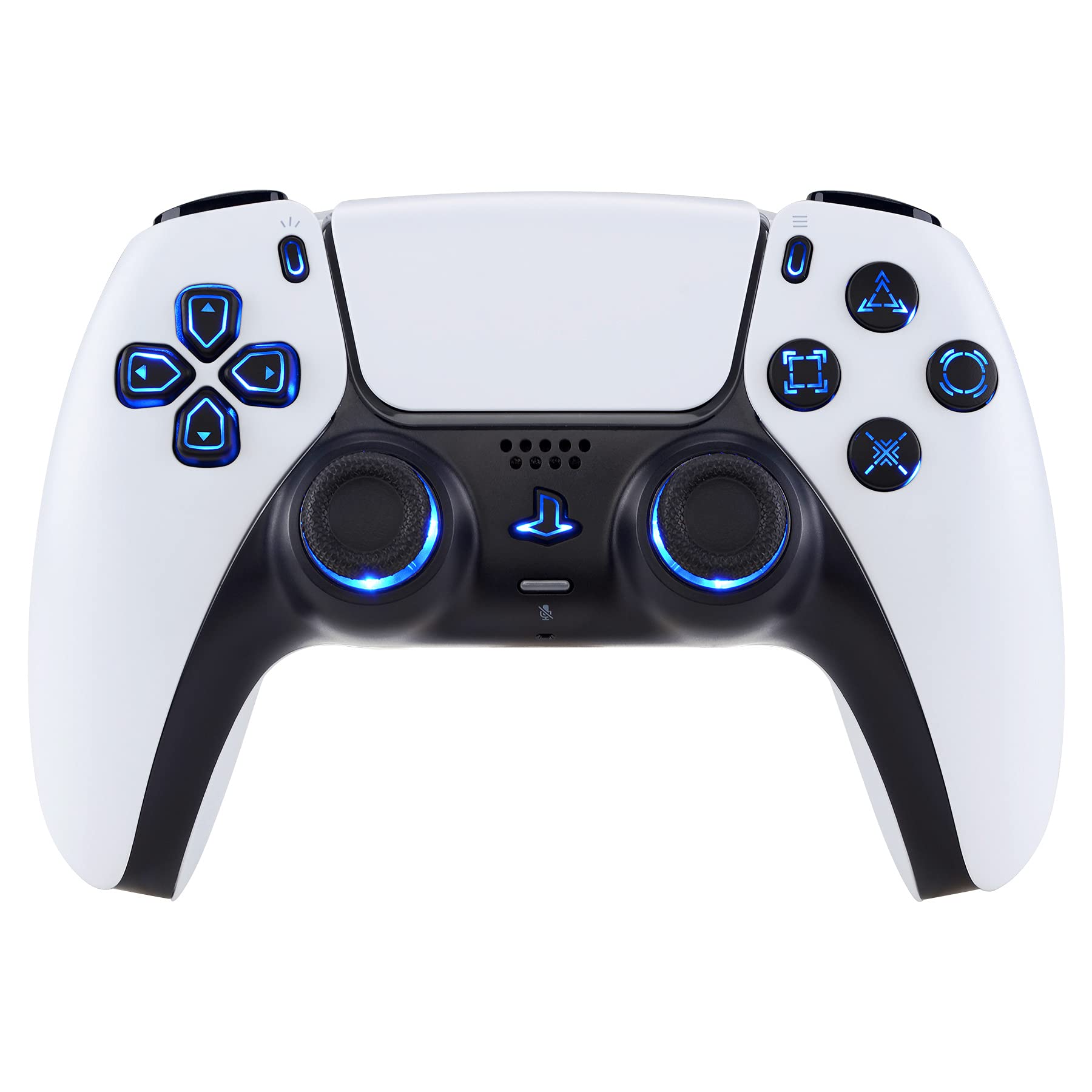 eXtremeRate LED Botones para ps5 Control BDM-010 BDM-020 Multicolores Joysticks D-Pad Acción Share Home Botón Luminoso Teclas DTF LED Kit para ps5 Mando-No Incluye Control(Simbolos Negro)