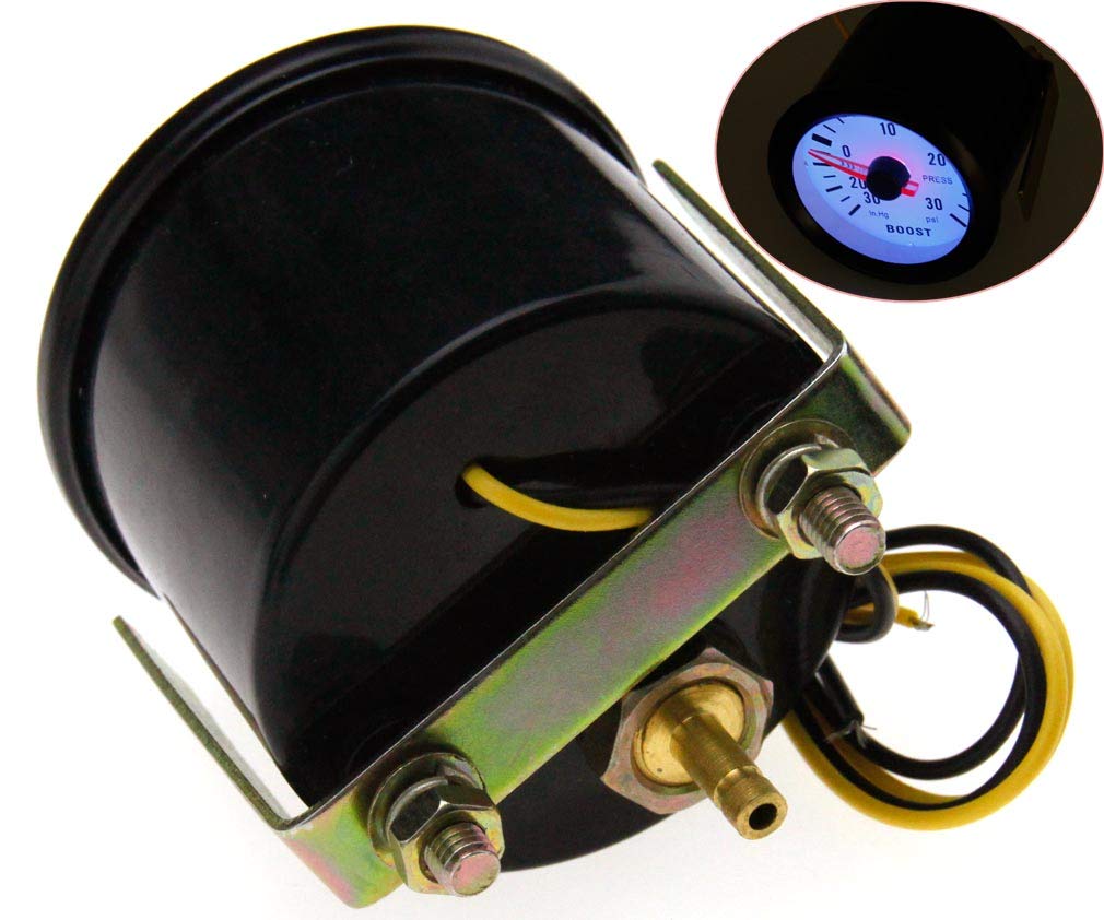 Create idea Diales de 52 mm PSI Motor Pointer Car Turbo Boost Gauge Pantalla de luz LED azul + manguera de 172 cm