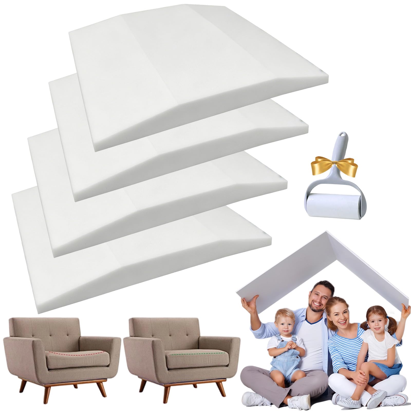 Couch Cushion Support For Sagging Seat, 50×50cm Sofa Cushion Support For Sagging Seat, Sofa Support Boards, High Density Foam Sofa Seat Support For Loveseats Chairs Couch (4 White,Trapezoidal)