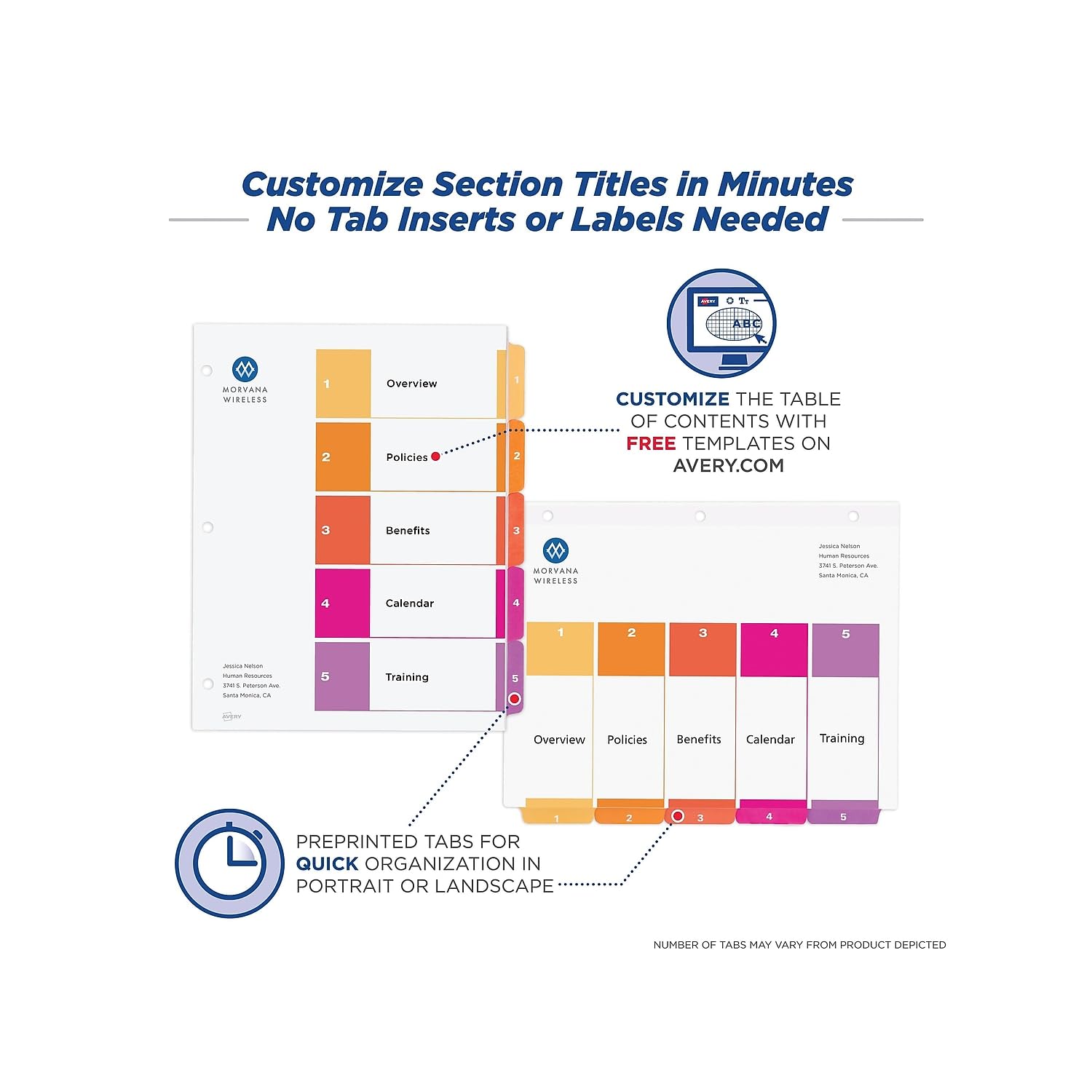 Avery 11187 Ready Index Dividers, Tabs 1-5, Letter Size, Multicolor, 6 Sets/PK - Image 6