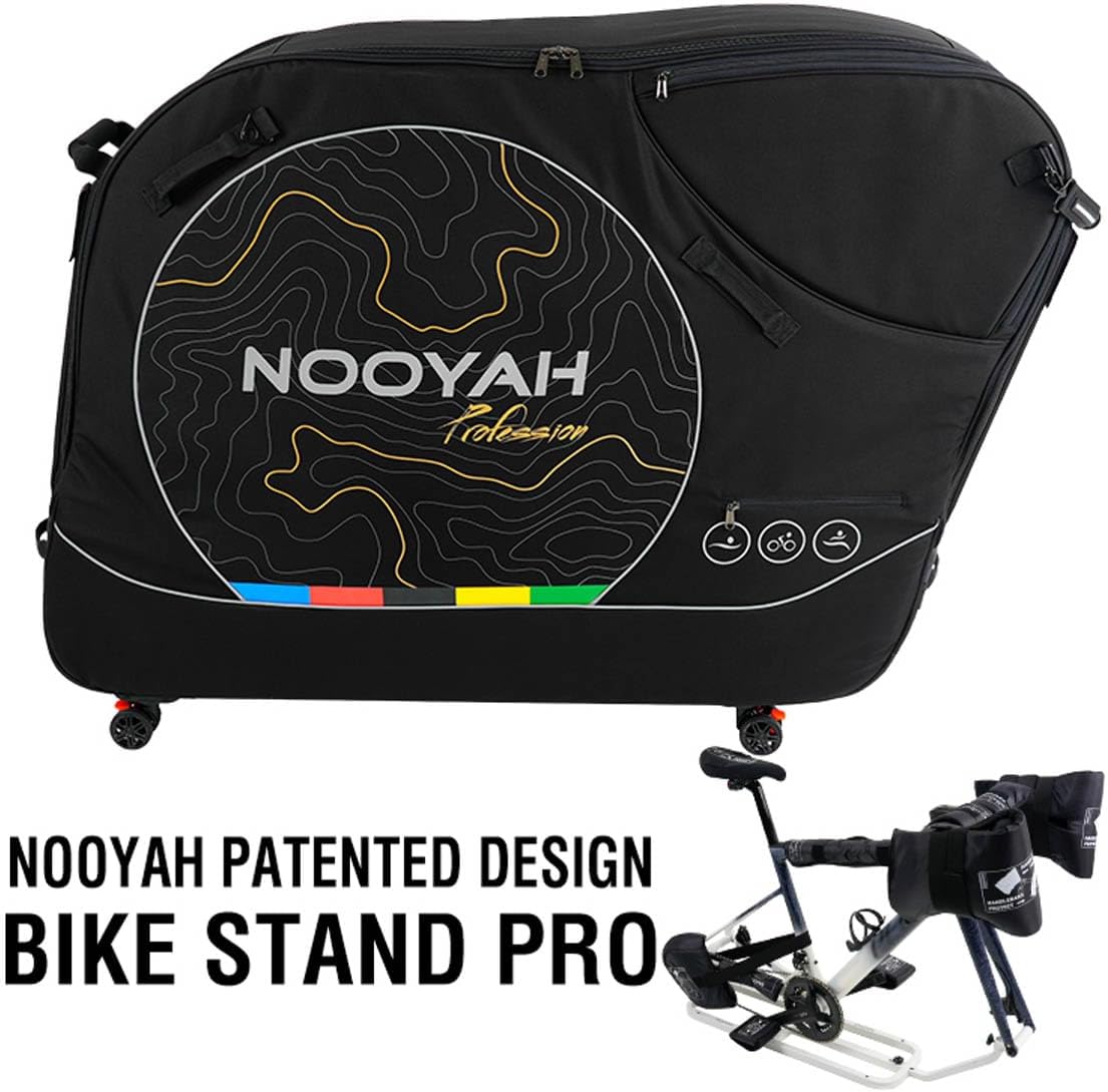 NOOYAH Sports Cycling Triathlon Bike Travel Bag, Upgrade Bike Stand Fro for Air, Car and Train Transport Bicycle Case, No Need to Remove the Handlebar Suitcase