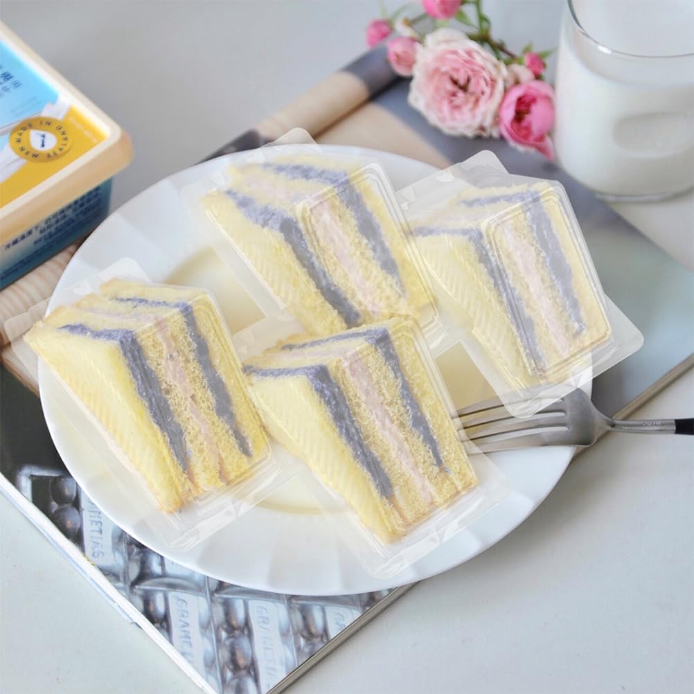 200pc Striangle Sandwich Container Disposable Sandwich Triangle Case Plastic Packing Box Clear Clamshell Food Containers Triangle Cake Containers with Lids Food Box