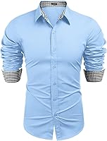 Vista 1 de COOFANDY - Camisa de vestir de negocios para hombre de manga larga, ajustada, informal, con botones