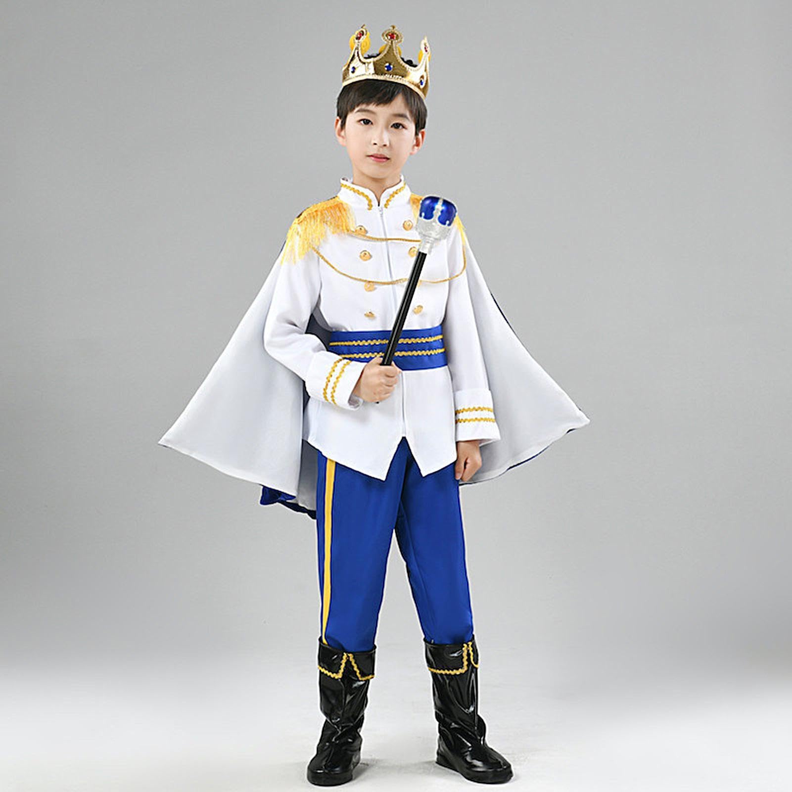 Costume da Re per Bambini Costume Reale Medievale di Halloween con Mantello | Vestito per Bambini da Festa e Festival con Cappa per Bambini Festa Carnevale Uso Quotidiano Foto di Scena