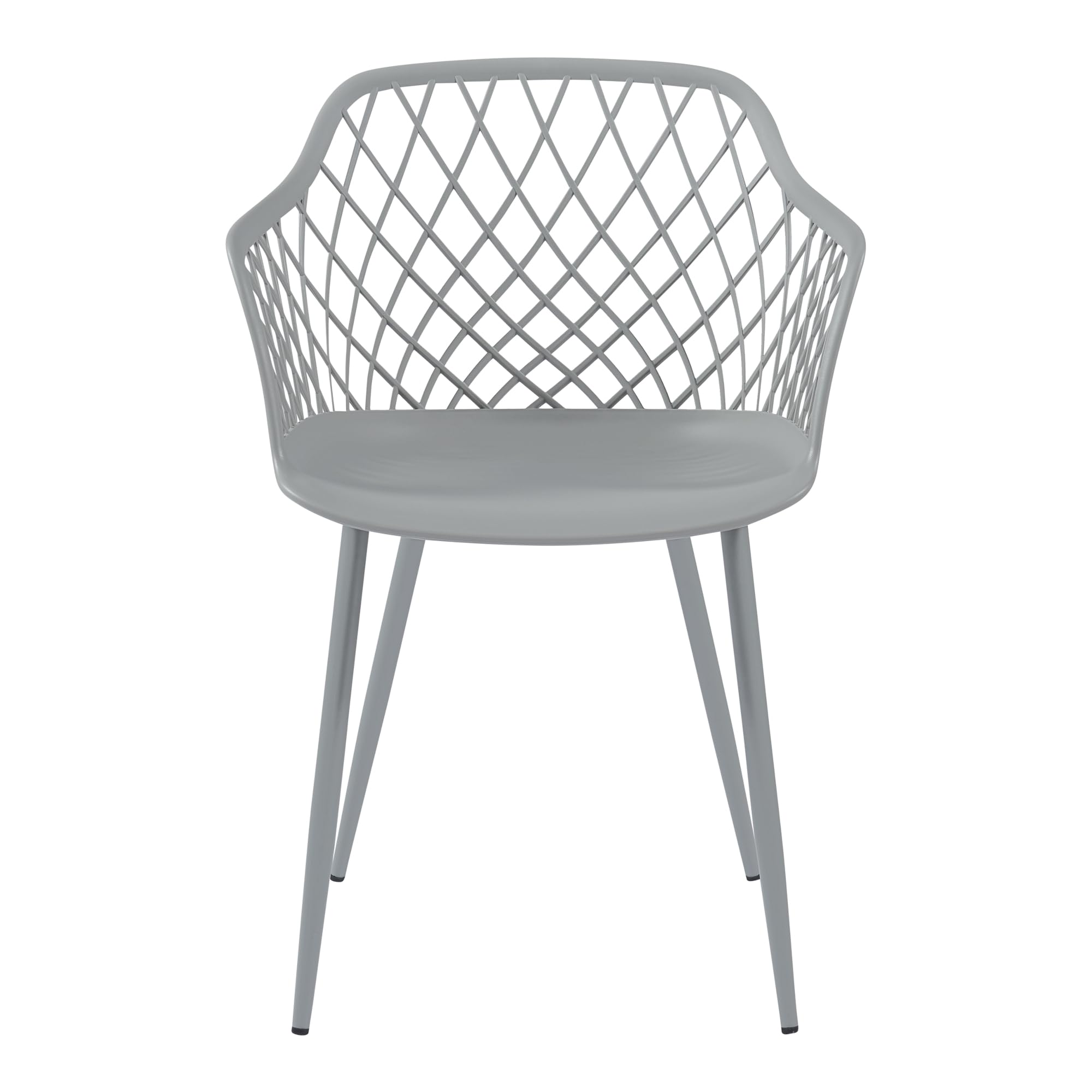[en.casa] Set de 2 Sillas de Comedor con Respaldo Enrejado Reposabrazos máx. 130 kg Juego de 2 Sillas de Cocina Plástico y Metal 80 x 56 x 52 cm - Gris Claro