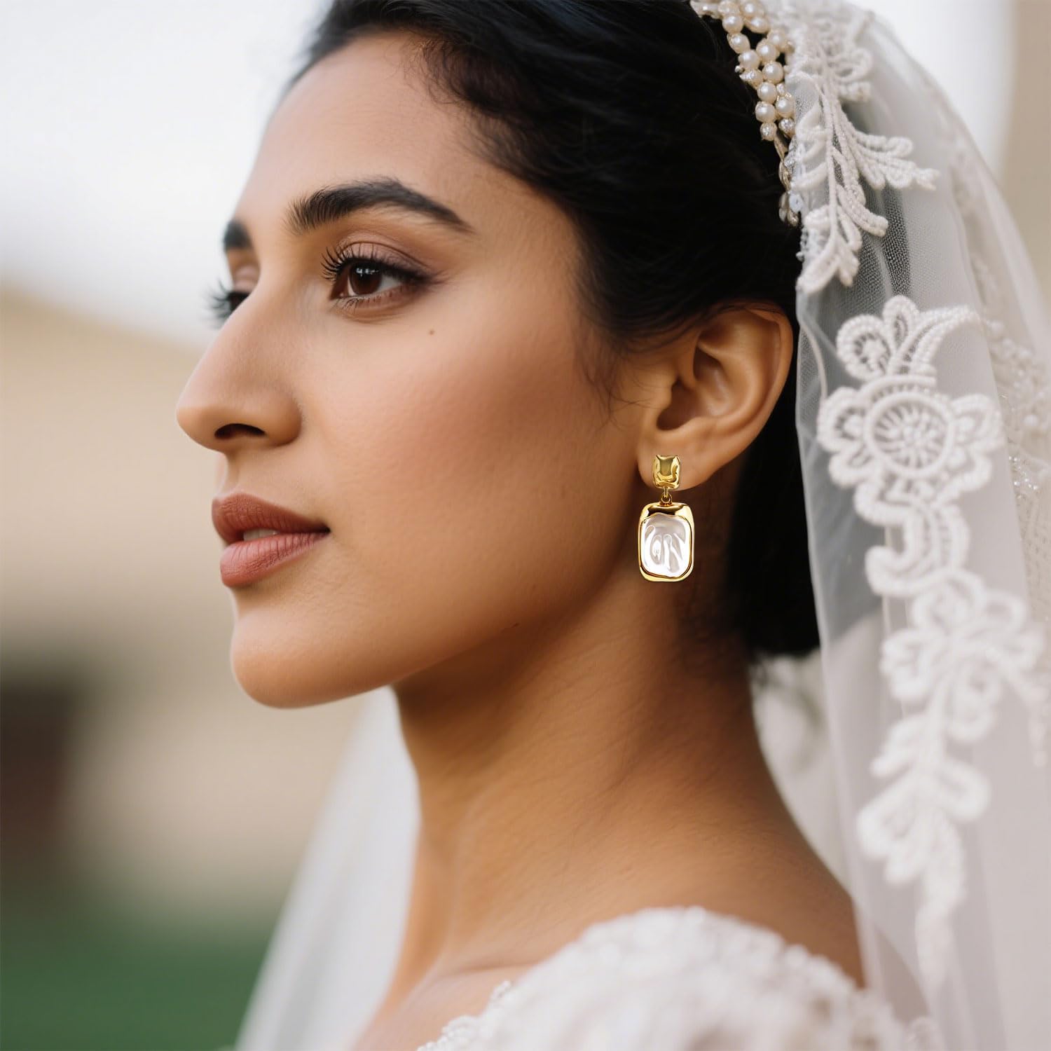 Baroque Pearl Dangle Earrings, Gold Vintage Pearl Statement Earrings Ideal Drop Jewelry Gifts for Women Birthday Wedding - Image 7