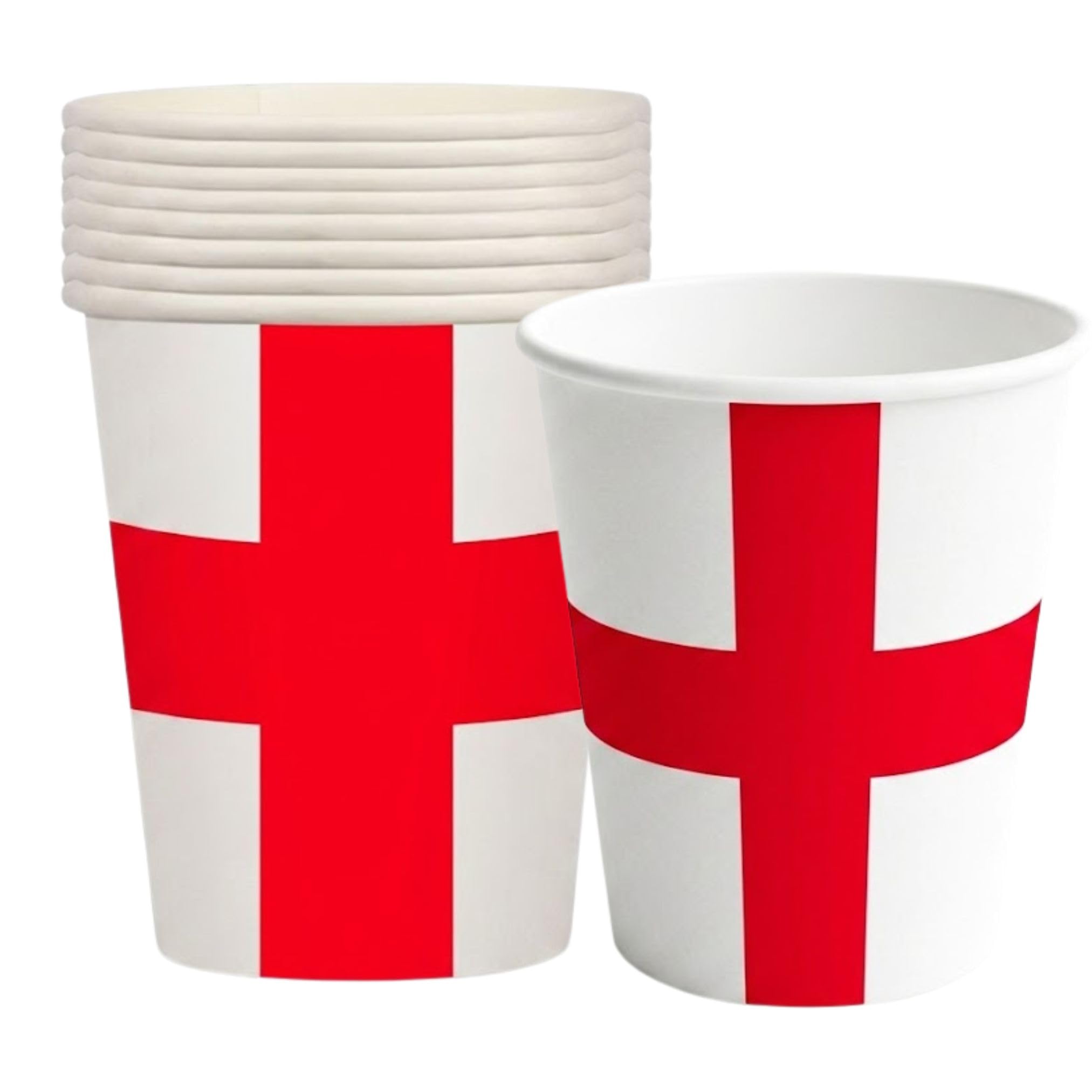 AKH® St George's England Paper Cups Pack of 16 | 9oz Patriotic Party Cups | Rigid Leak-Proof Disposable Tableware for Football Matches, Sports Events and Street Parties