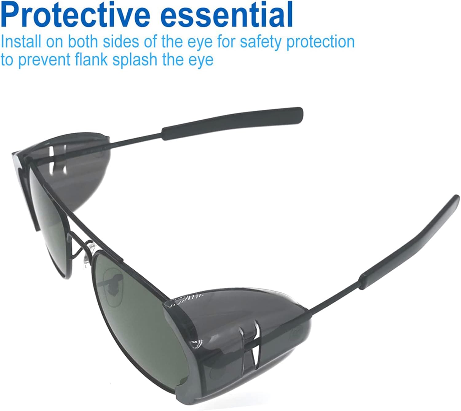 2 Pairs Safety Glasses Side Shields,Slip on Side Shields, Fits Medium to Large Eyeglasses Frames（2 Pairs Transparent Black）