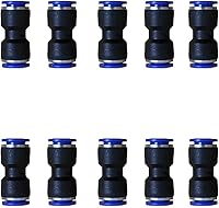 Vista 52 de 5 piezas de conector de reducción de tubo en T neumático con forma de T de 3 vías de 10 mm x 6 mm x 10 mm, conector rápido de empuje en T