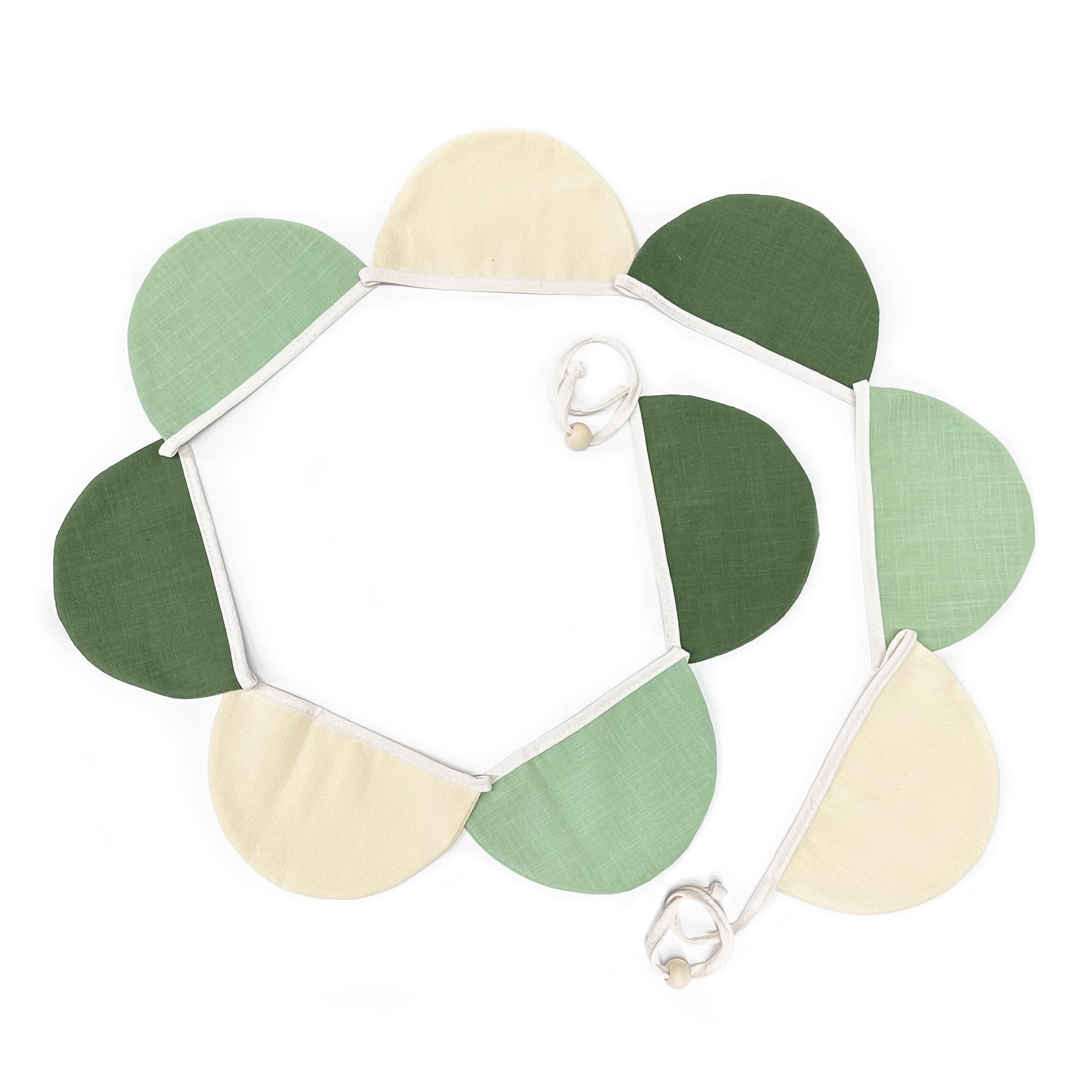 2 Sets of Sage Green Half Round Banner 18Pcs Nursery Garland Flags Olive Green Fabric Semicircle Streamers for Baby's Room Decor Kids Jungle Safari