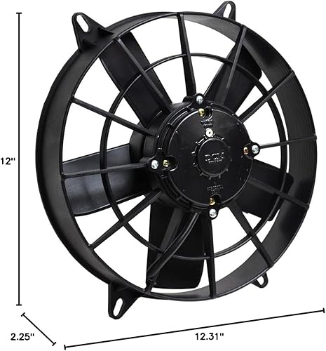 Miniatura 2 de DERALE Ventilador de refrigeración eléctrico, alto rendimiento, ventilador de 11 pulgadas, extractor, 1380 CFM, 12V, hoja curva, 12 x 12.313