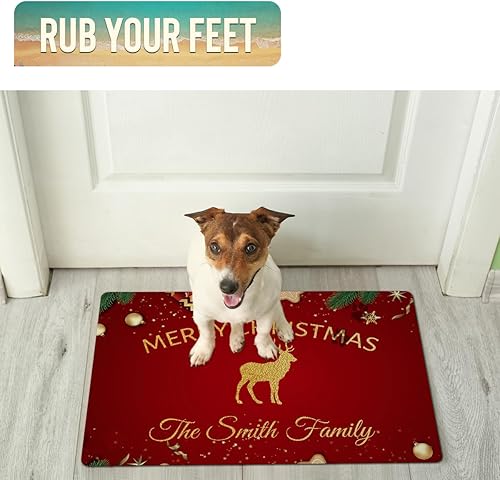 Miniatura 7 de Magimagine Tapete de Navidad personalizado para entrada al aire libre, tapete de bienvenida de Navidad personalizado con nombre de la familia,