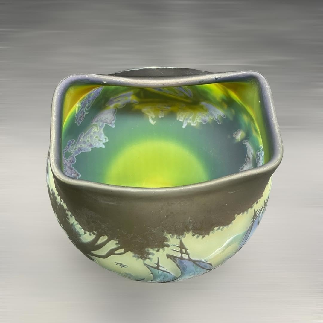 エミールガレ 特大　花器　花瓶　カメオ彫り　被せガラス　高さ15ｃｍ エミールガレ 特大 花器 花瓶 カメオ彫り 被せガラス 高さ15cm