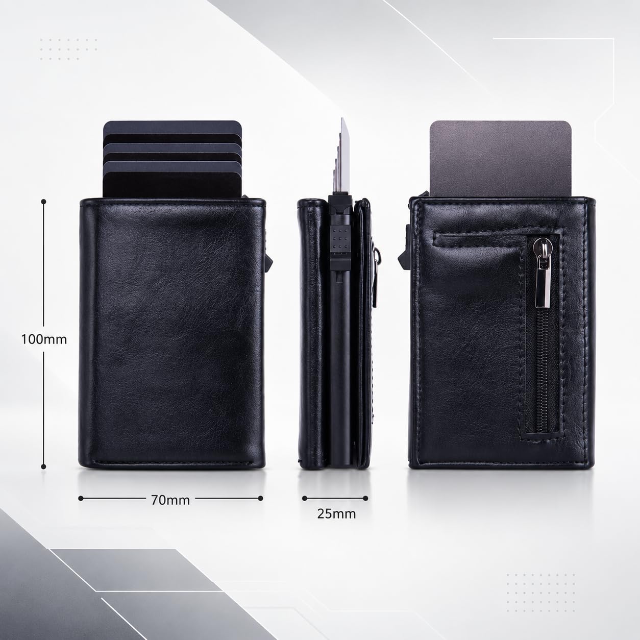 Maison Corval Wallet 2.0 Portefeuille Homme Compact avec Protection RFID Accès Rapide Cartes Poche Zippée pour Voyage et Quotidien (Bleu)