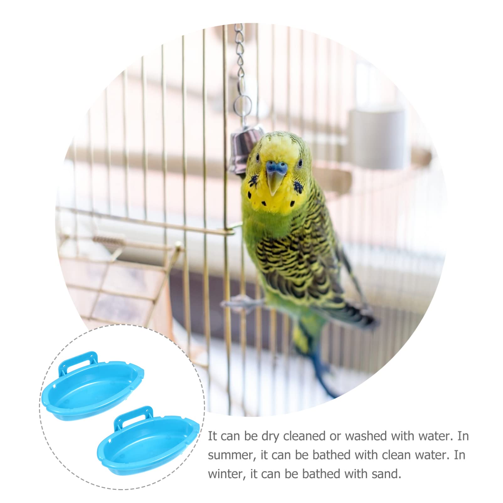 SUPVOX 2Pcs Plastic Bird for Parrots Birds Pet Shower Basin Tools for Bird for Cockatiels and Lovebirds Essential Bird Supplies