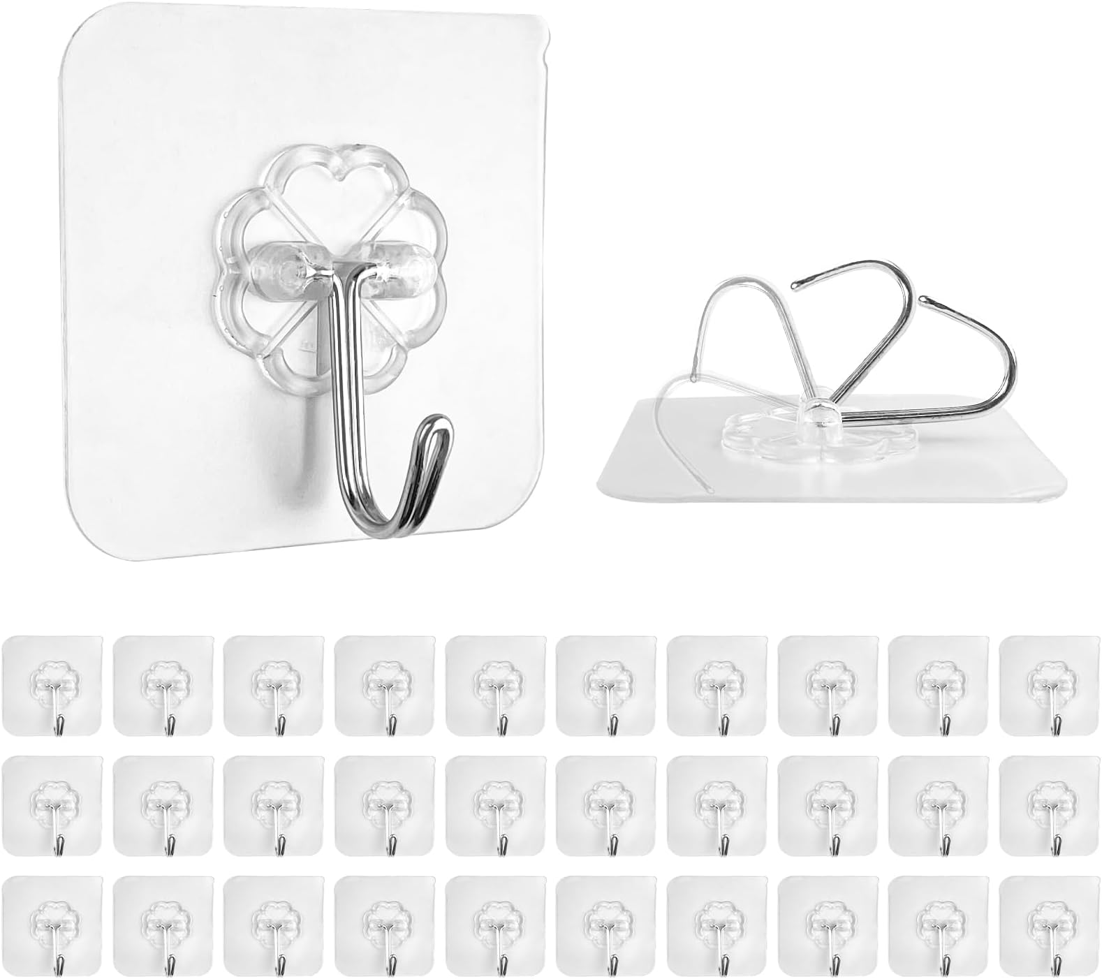 Elalove Klebehaken 24 Stück - Transparente Haken Ohne Bohren Bis 10kg
