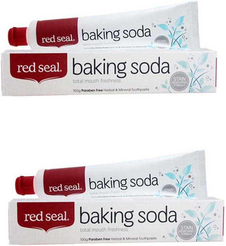 Red Seal Toothpaste - No Fluoride, No Preservatives, No Artificial Flavors or Colors - Protects Teeth & Gum Health Naturally & Cleans for Visibly Brighter Smile 3.5oz (Baking Soda, 2-Pack)