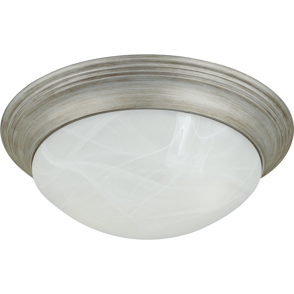 Progress Lighting P3689-44 Two-Light Close-to-Ceiling Fixture with Oxford Silver finish and etched alabaster style glass shade.