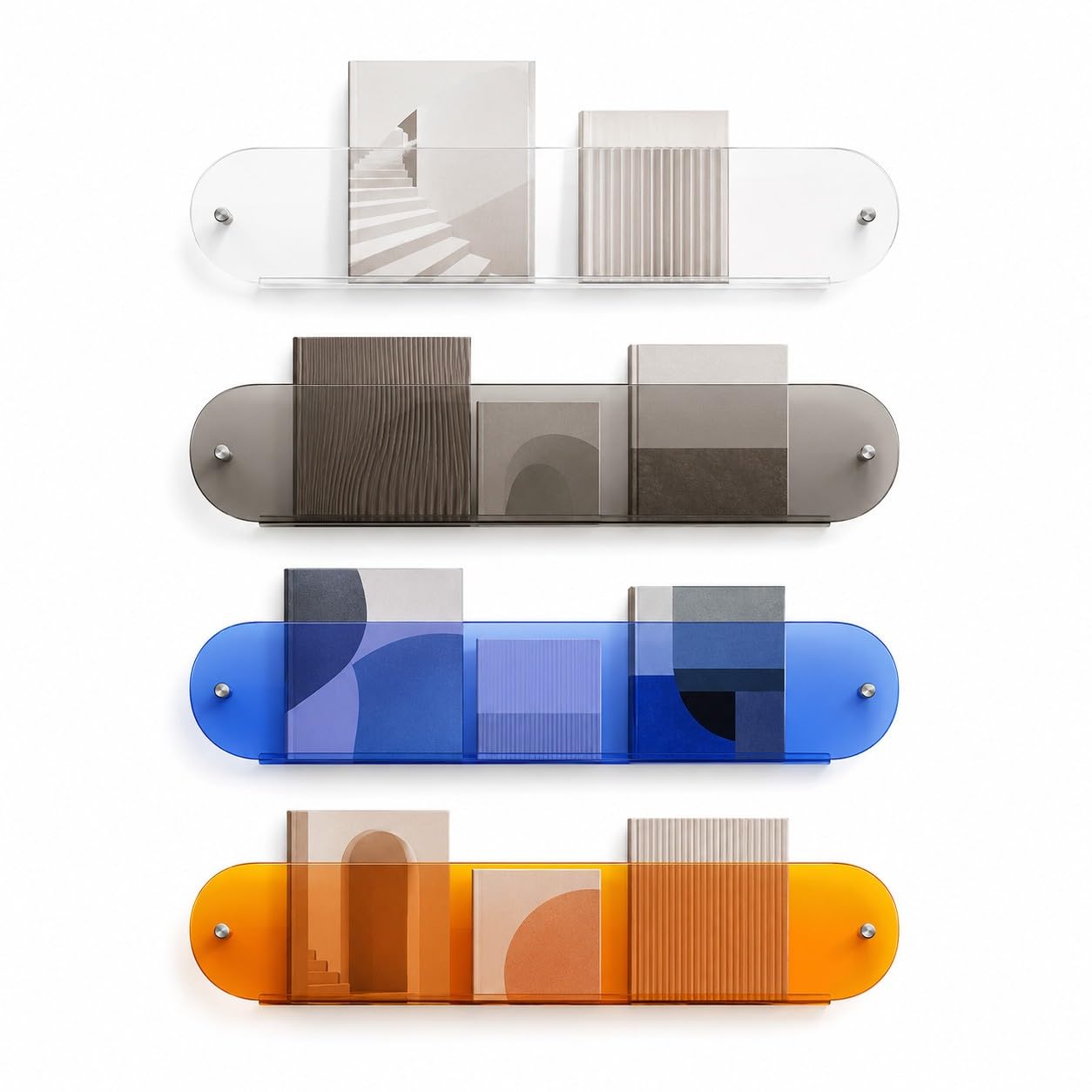 Bananaww Hanging Acrylic Bookshelf Magazine Rack, Invisible Acrylic Floating Wall Shelf, Record Holder Magazine Rack for Waiting Room Living Room Office
