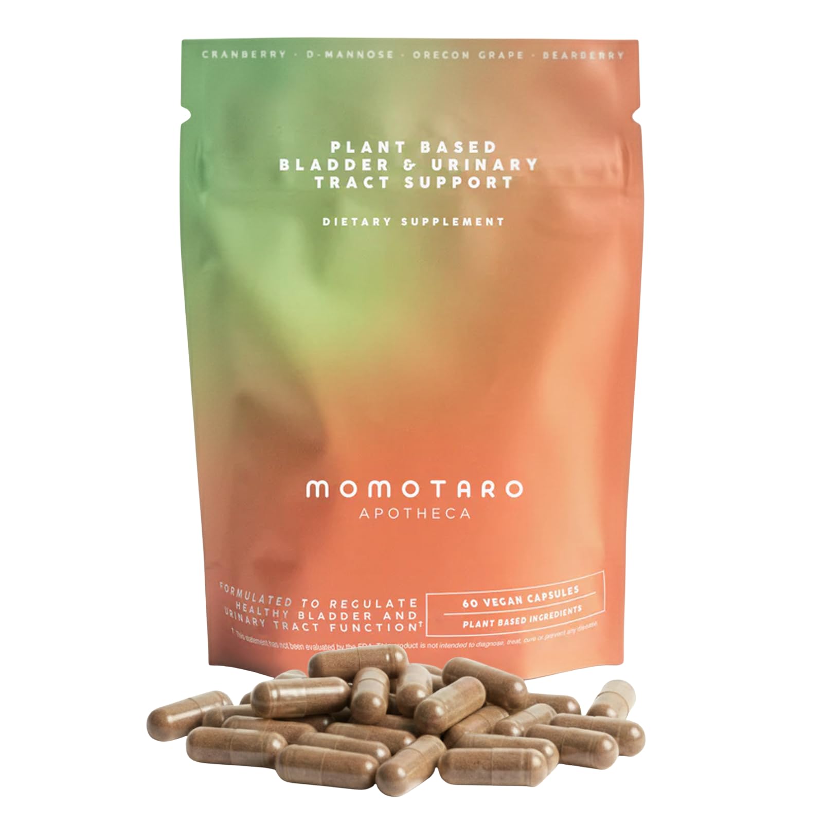MOMOTARO APOTHECA Urinary Health Supplement, Natural Vaginal & Bladder Health, Urinary Tract Supplements - Cranberry, D Mannose, Vegan - Natural Support for Vaginal Health, pH Balance 60 Capsules