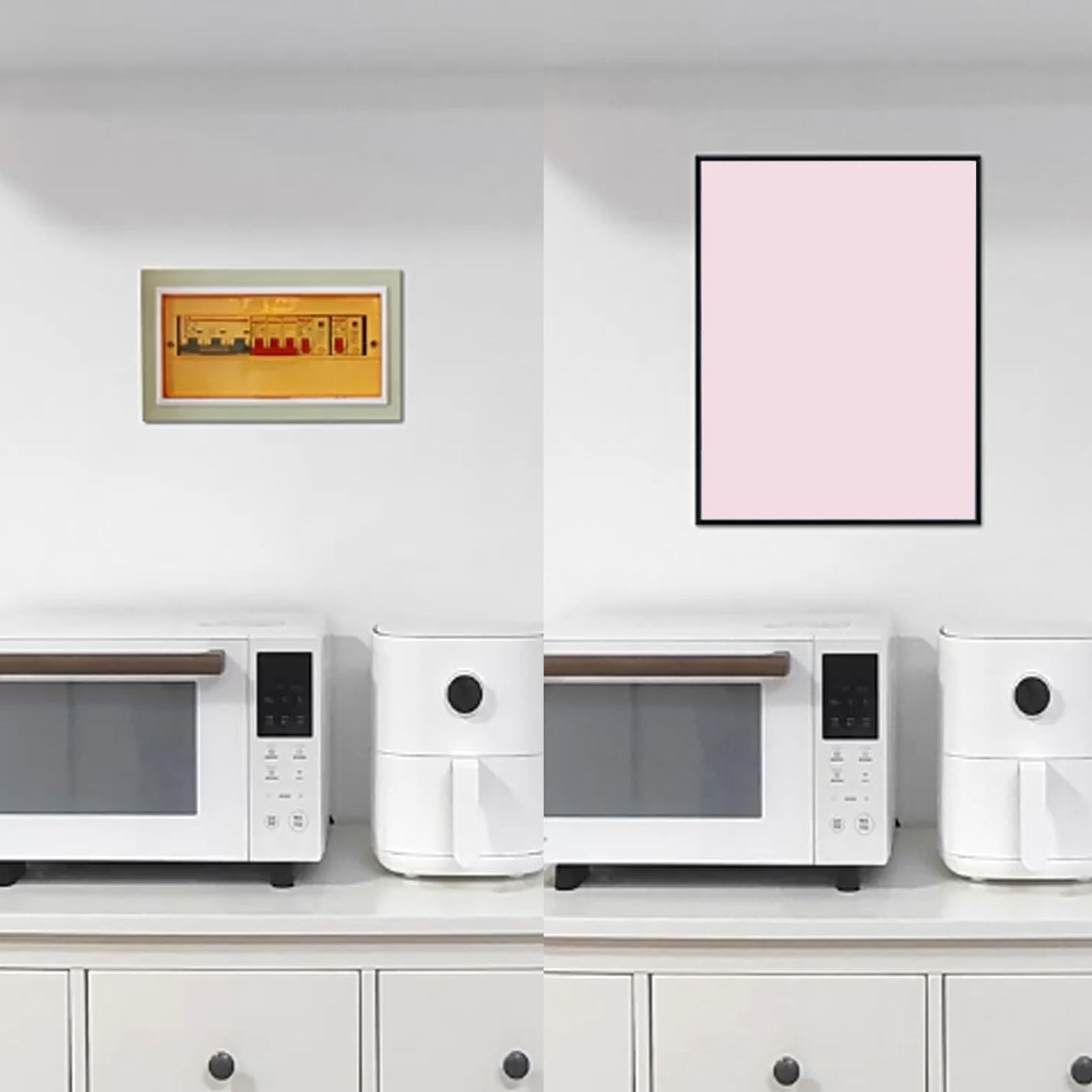 Vibeo Decorative Breaker Box Cover Hide Electrical Panel, Indoor Fuse Box Cover Cabinet 16 18 20 24 28 in, Vertical Meter Box Covering with Black Frame(Pink,16x20in/40x50cm)