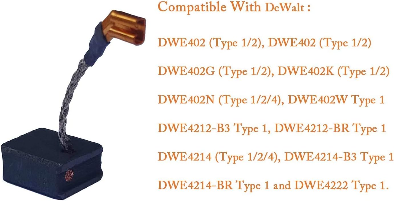 Carbon Motor Brush Compatible with DeWalt DWE402 / DWE4214, Dewalt N257540 Replacement Angle Grinder Brush