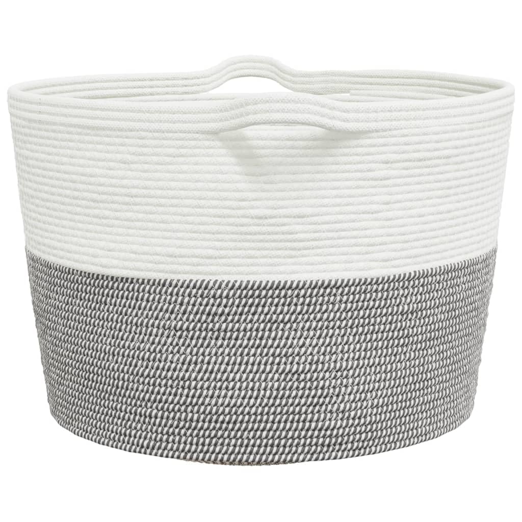 Cesto para la colada, color gris y blanco, de algodón y poliéster, diámetro de 60 x 36 cm, con asas, plegable, ahorra espacio, estable, para guardar la ropa sucia, cuarto de baño, dormitorio
