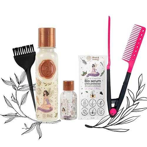 Juego de mascarilla capilar de queratina, alisador y cepillo (paquete de 3, 4.23 onzas) con champú botánico orgánico