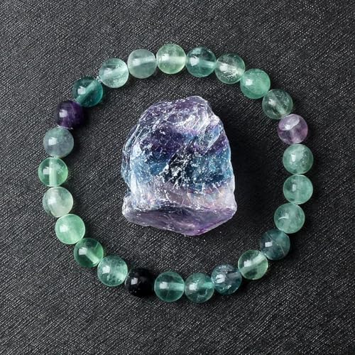 Bracelet perles fluorite de qualité supérieure minéraux authentiques de 8mm